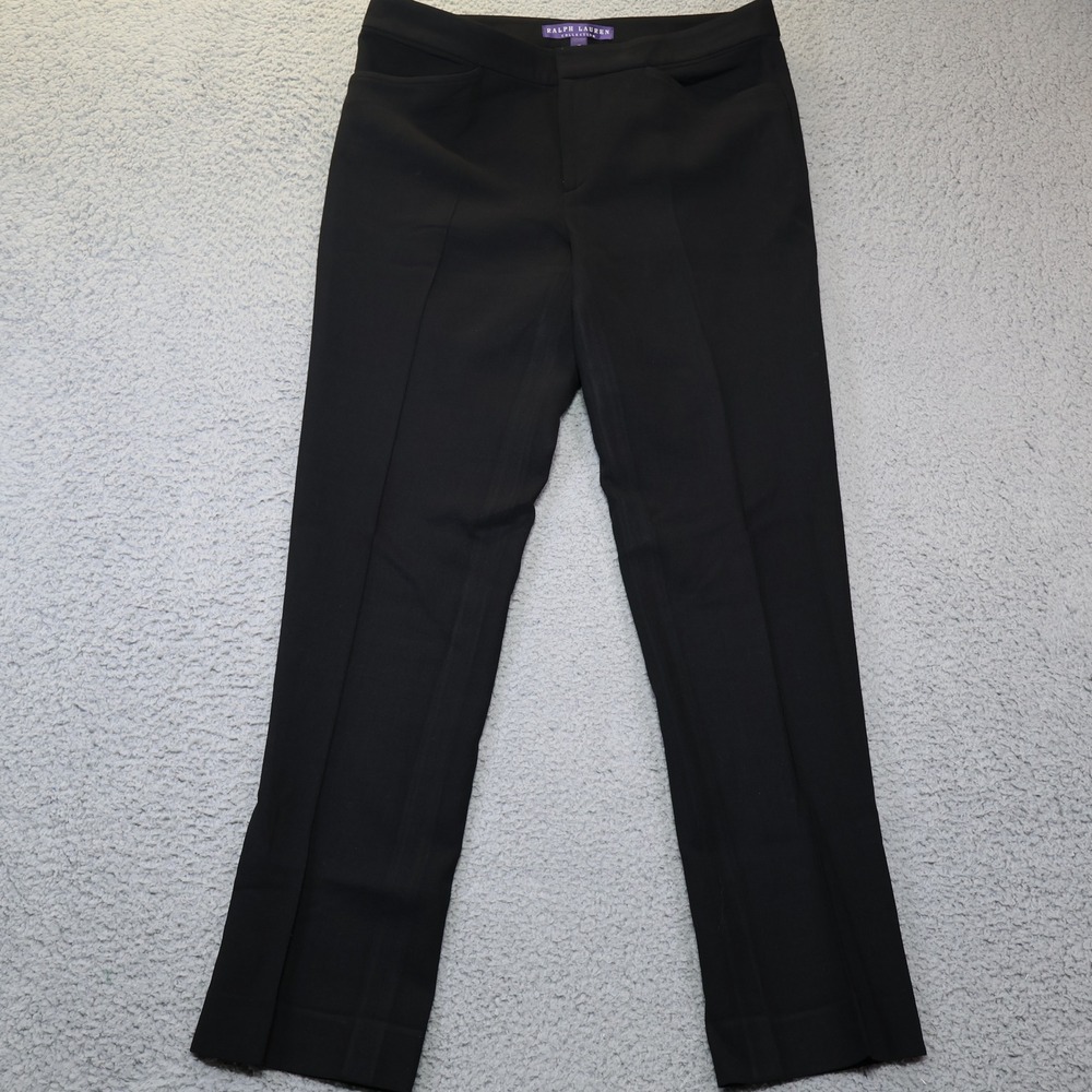 Ralph Lauren Collection Purple Label Womens Black Straight Leg Dress Pants Sz 10
